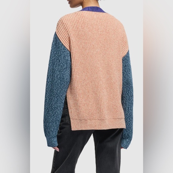 Nation LTD Sadie Colorblock Pheasant Marled Cotton Cardigan Sweater Small NEW - Picture 3 of 8